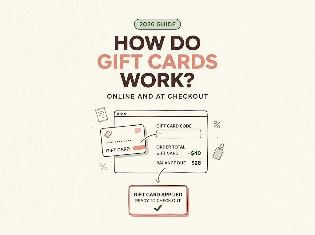 Learn how do gift cards work when entering codes online, reducing your total balance before checkout.