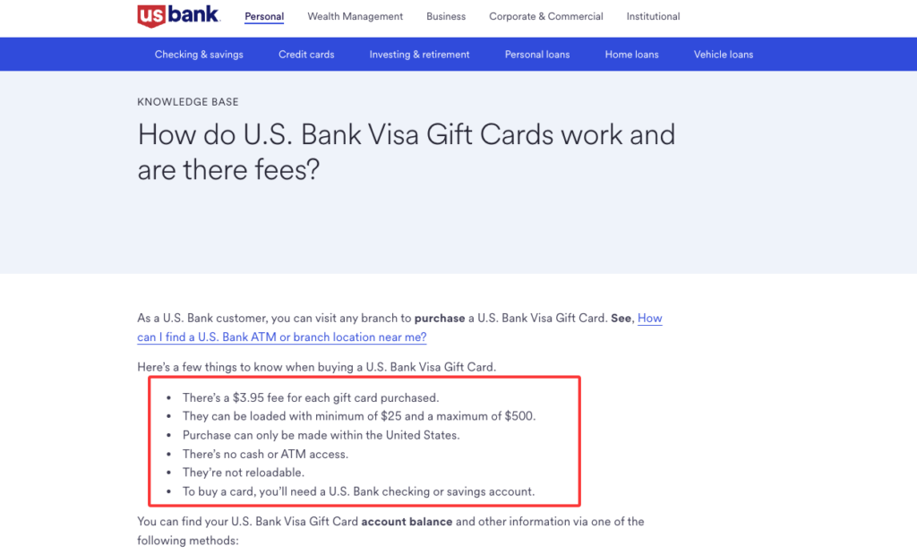 A banking knowledge base details card fees and policies relevant to shoppers asking do gift cards have tax charges.